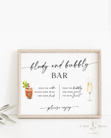 Bloody and Bubbly Bar Sign | Modern Brunch and Bubbly Shower Bar Sign