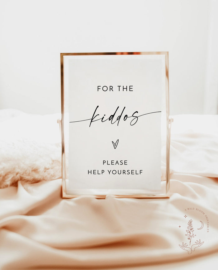 For the Kiddos Favors Sign | Modern Wedding Kids Menu Sign
