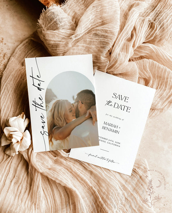 Modern Photo Save the Date Template | Minimalist Save the Date Template | Photo Save the Date | Boho Arch Save the Date Card | M9