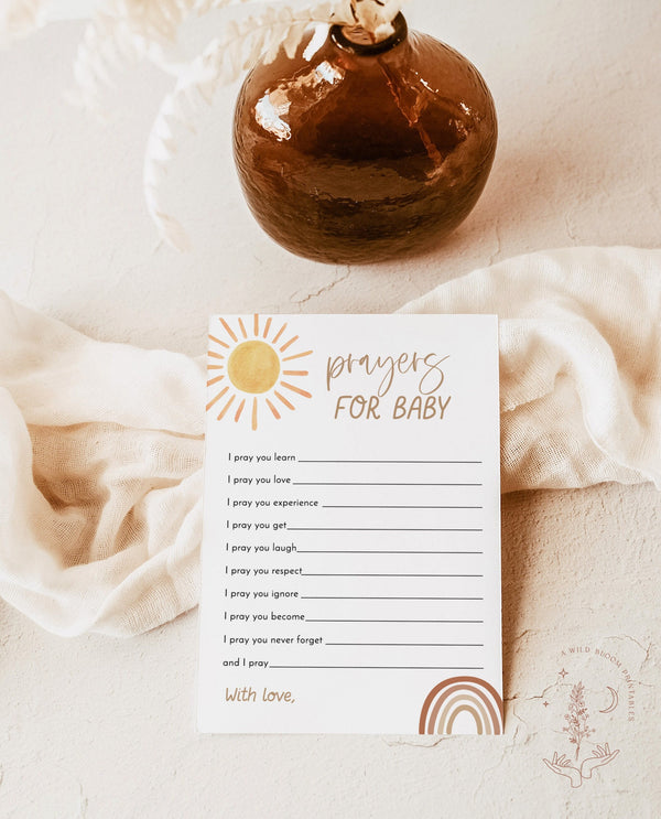 Prayers for Baby Card | Sunshine Baby Shower | Well Wishes for Baby | Rainbow Baby Shower | Baby Keepsake | Gender Neutral Baby Shower | S2