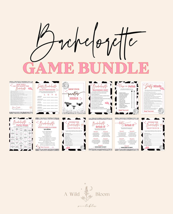 Disco Cowgirl Bachelorette Party Games | Space Cowgirl | Bachelorette Game Bundle | Nashville Bachelorette Party | Editable Template | D2