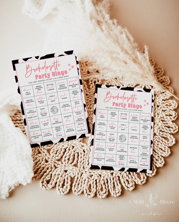 Disco Cowgirl Bachelorette Bingo Game | Nash Bash Bachelorette Party | Space Cowgirl |Dirty Bachelorette Game | Hens Night Game | D2