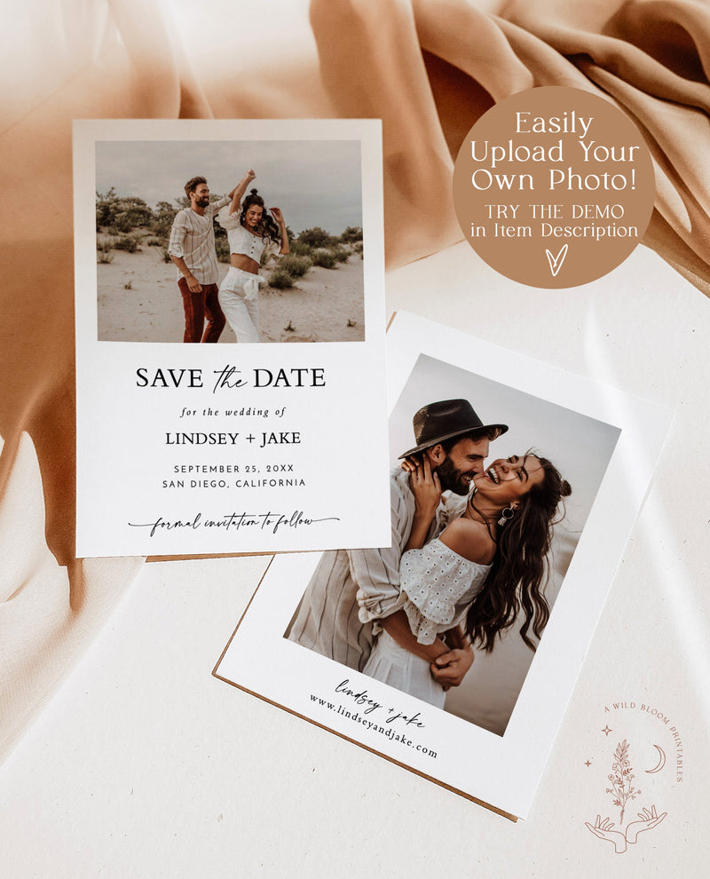 Minimalist Save the Date Template | Photo Save the Date Invite | Simple Save the Date | Boho Save the Date Cards | Editable Template | M9