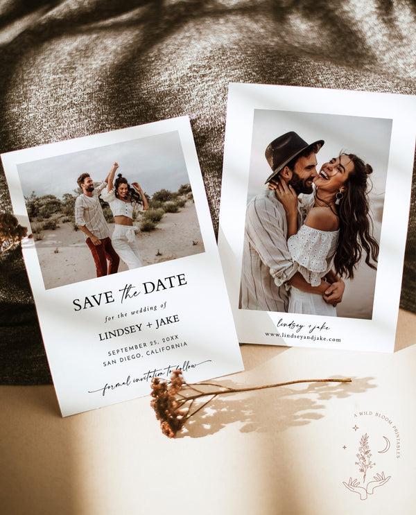 Minimalist Save the Date Template | Photo Save the Date Invite | Simple Save the Date | Boho Save the Date Cards | Editable Template | M9