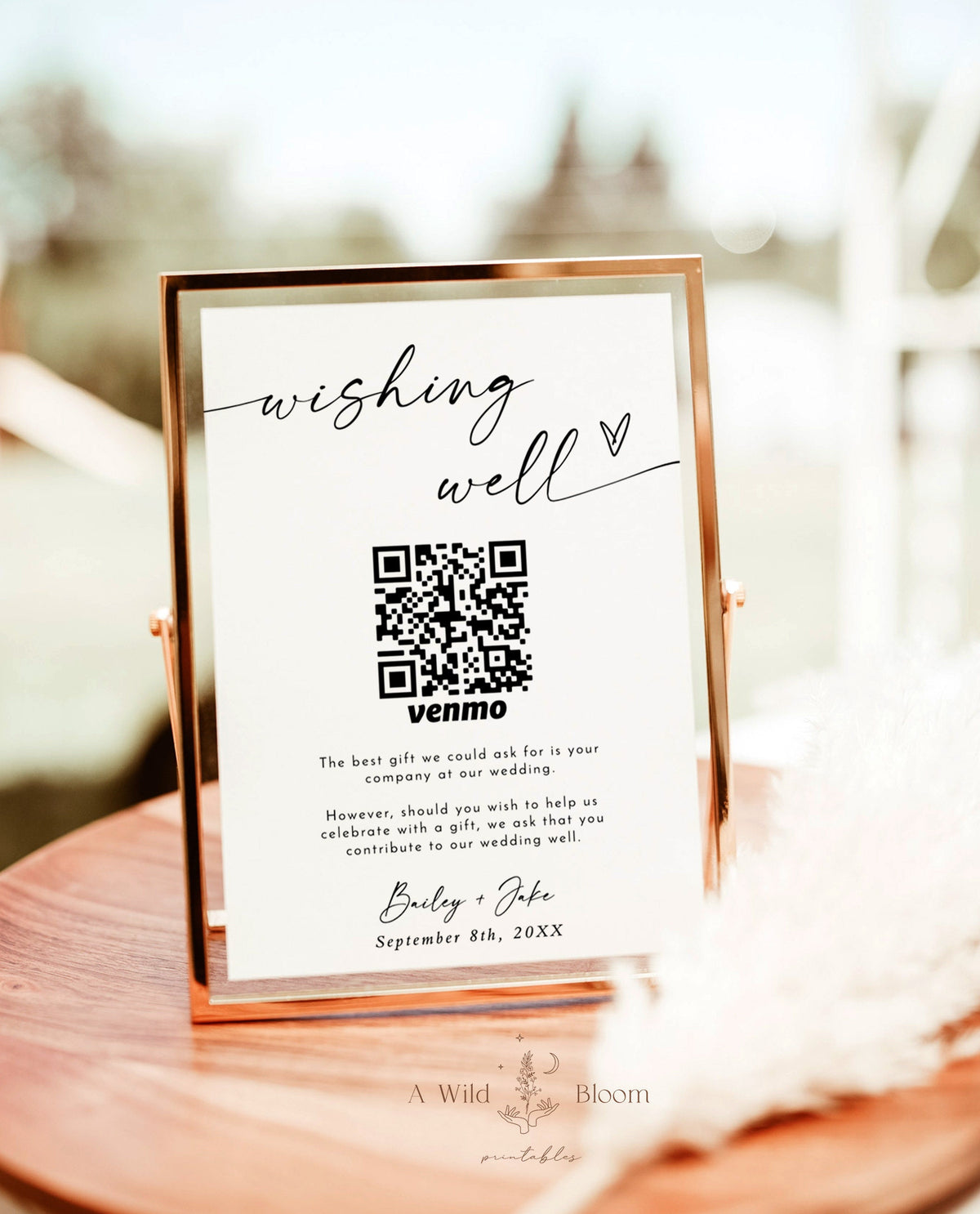 Honeymoon Fund Sign Template | Wishing Well QR Code Sign