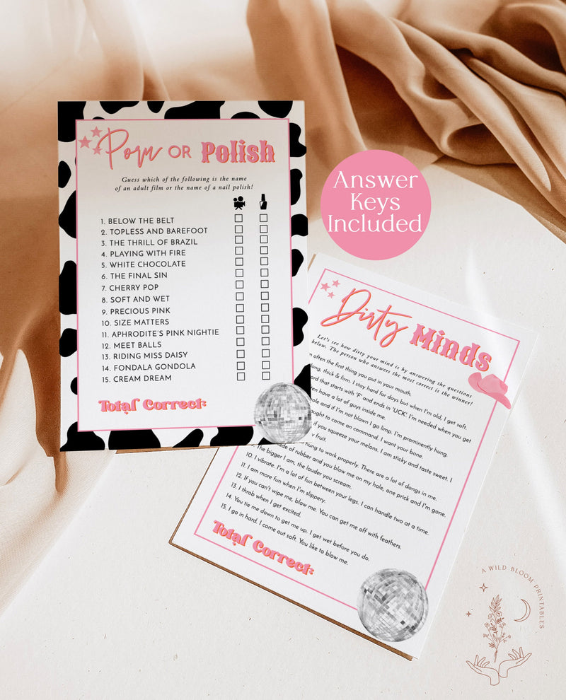 Disco Cowgirl Bachelorette Party Games | Space Cowgirl | Bachelorette Game Bundle | Nashville Bachelorette Party | Editable Template | D2