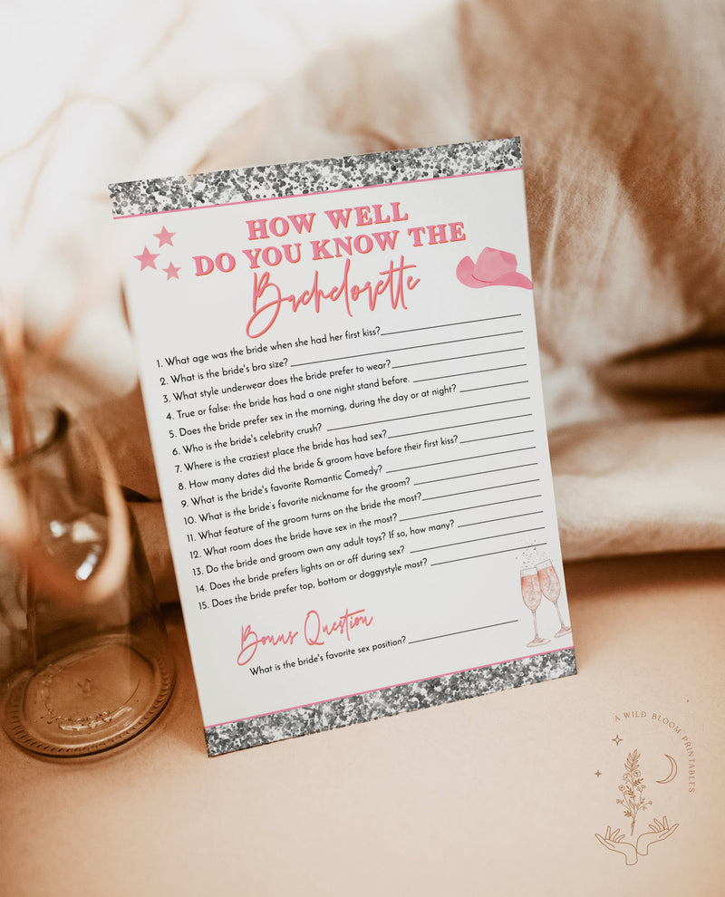 Space Cowgirl Bachelorette Trivia Game | Bachelorette Party Game | How Well Do You Know the Bachelorette | Hens Night Game | D2
