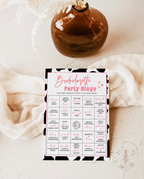 Disco Cowgirl Bachelorette Bingo Game | Nash Bash Bachelorette Party | Space Cowgirl |Dirty Bachelorette Game | Hens Night Game | D2