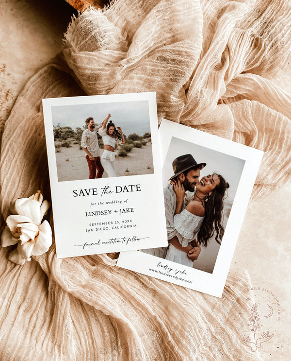 Minimalist Save the Date Template | Photo Save the Date Invite | Simple Save the Date | Boho Save the Date Cards | Editable Template | M9