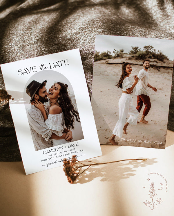 Photo Save the Date Template | Modern Save the Date Template | Minimal Save the Date | Boho Arch Save the Date Card | Editable Template | D1