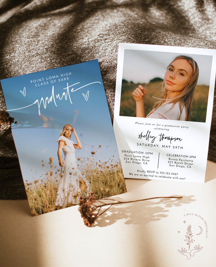 Graduation Party Invitation Template | Minimalist Graduation Announcement