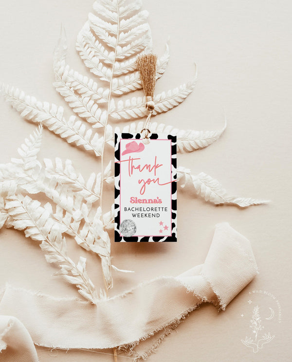 Disco Cowgirl Bachelorette Thank You Tags | Nash Bash Bachelorette Party | Space Cowgirl Bachelorette Thank You Tags | Let's Go Girls | D2