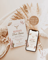 First Rodeo Birthday Invitation Template | Cowgirl Birthday Invite