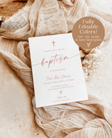 Minimalist Baptism Invite | Boho Baptism Invitation