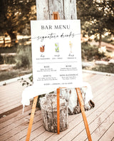 Signature Drinks Sign Template | Minimalist Wedding Bar Menu Poster