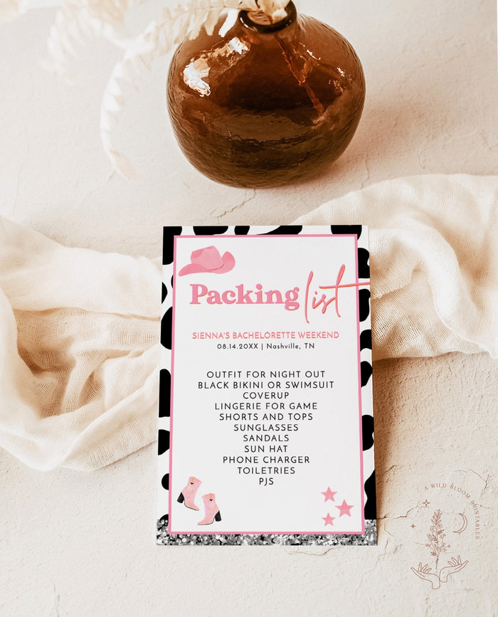 Bachelorette Party Packing List Template | Space Cowgirl Bachelorette Party