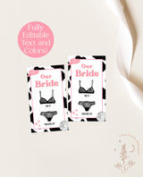 Disco Cowgirl Lingerie Card Template | Bride Measurements Card