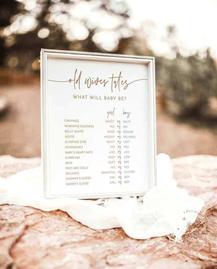 Old Wives Tale Sign | Gender Reveal Sign
