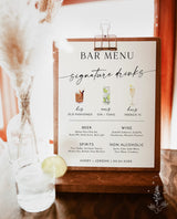 Signature Drinks Sign Template | Minimalist Wedding Bar Menu Poster