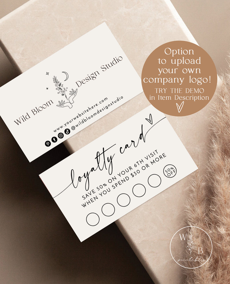 Minimalist Loyalty Card Design | Loyalty Card Template | Customer Loyalty Cards | Modern Minimalist Small Business | Boho Business Cards M9