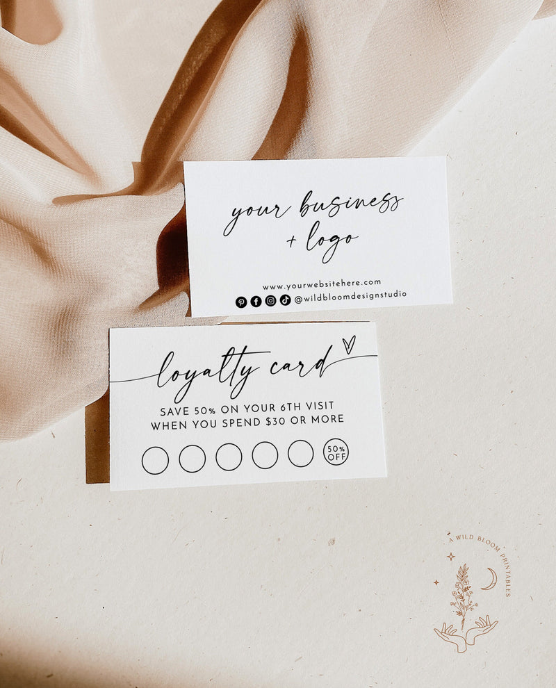 Minimalist Loyalty Card Design | Loyalty Card Template | Customer Loyalty Cards | Modern Minimalist Small Business | Boho Business Cards M9