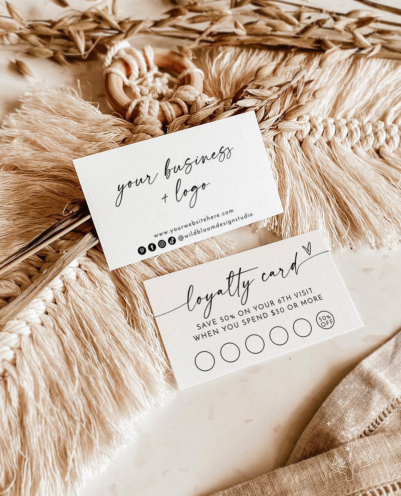 Minimalist Loyalty Card Design | Loyalty Card Template | Customer Loyalty Cards | Modern Minimalist Small Business | Boho Business Cards M9