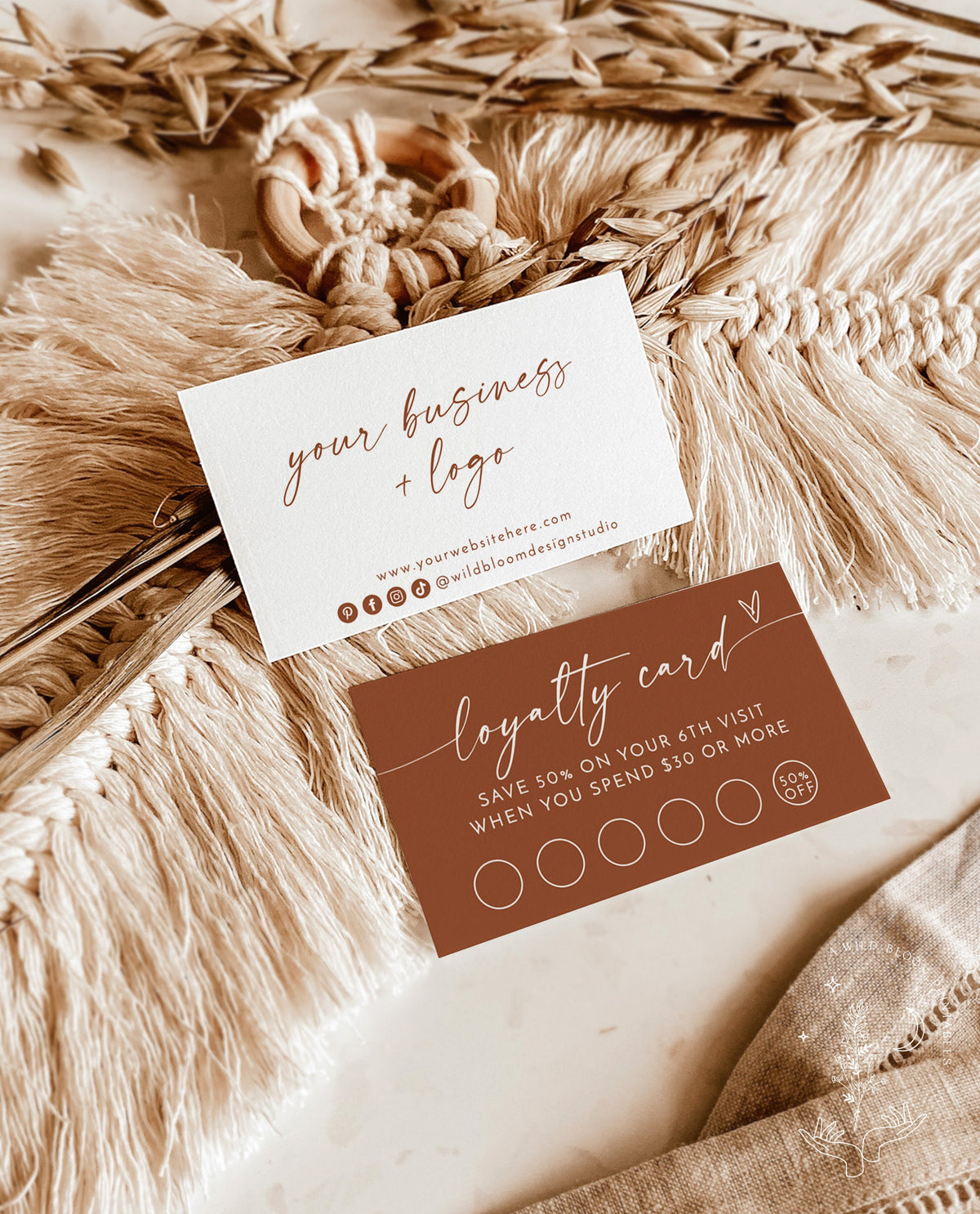 Minimalist Loyalty Card Design | Terracotta Loyalty Card Template