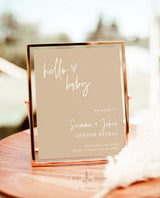 Modern Gender Reveal Welcome Sign | Beige Gender Reveal Poster
