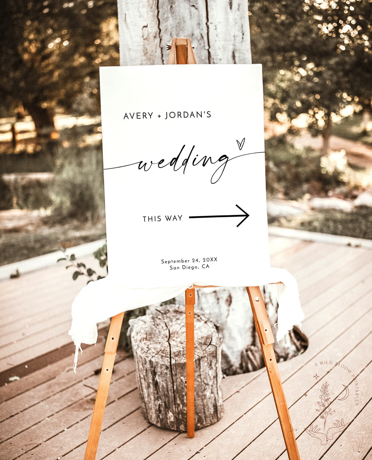 Minimalist Wedding Direction Sign | Wedding Direction Sign Template