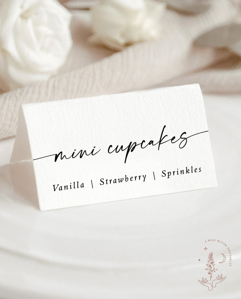 Minimalist Buffet Card Template | Modern Wedding Buffet Cards | Modern Buffet Cards | Food Labels | Wedding Buffet | Editable Template | M9