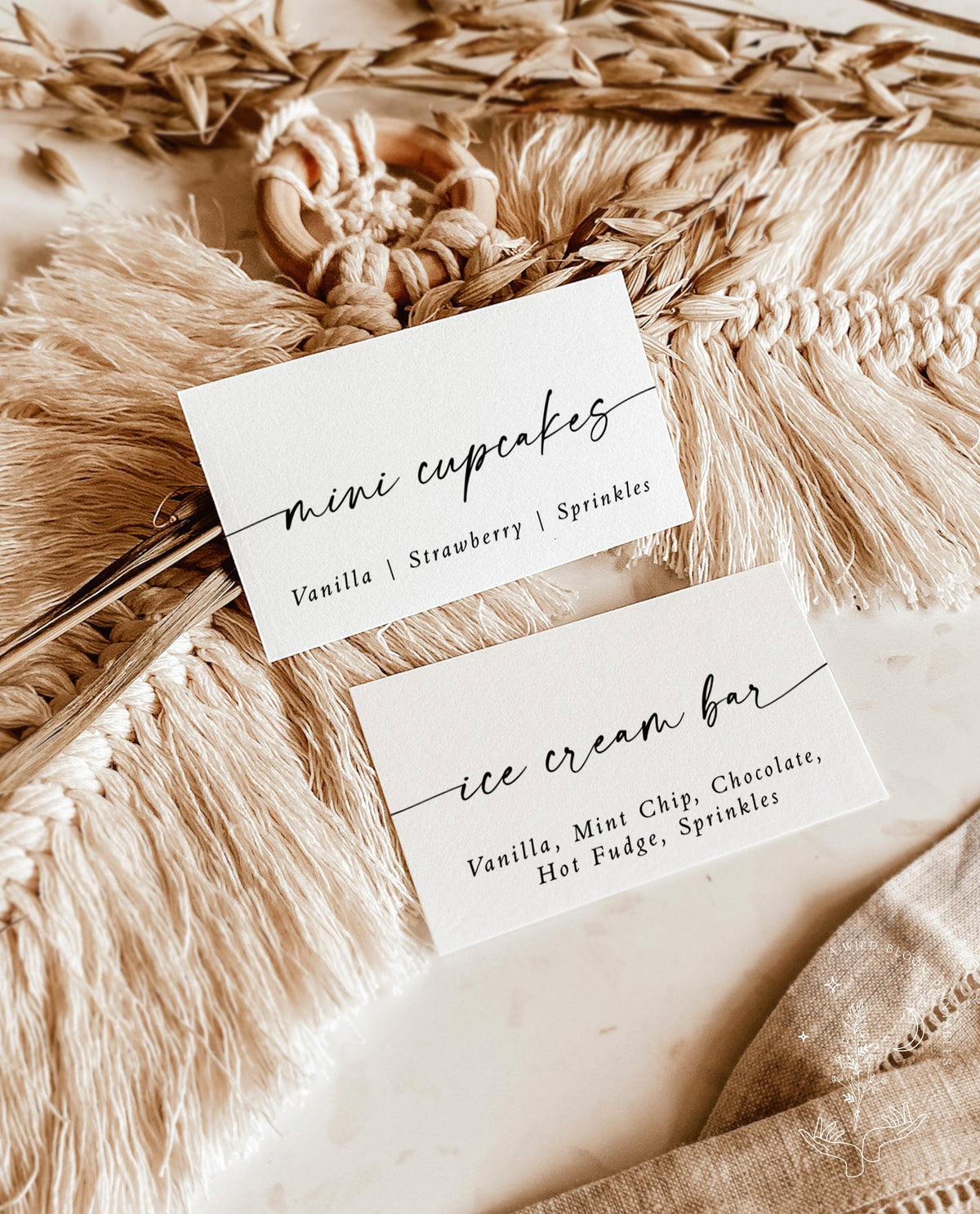 Minimalist Buffet Card Template | Modern Wedding Buffet Cards