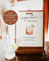 Minimalist Signature Drinks Sign Template | Signature Cocktail Sign | Wedding Bar Menu Sign | His and Hers Bar Sign | Editable Template | M9