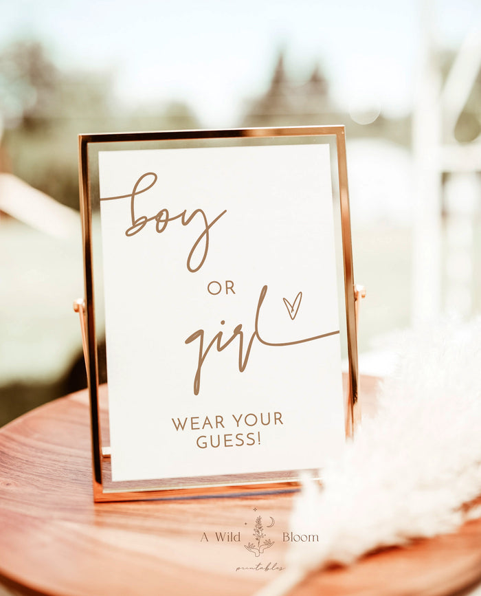 Wear Your Guess Game Sign | He or She What Will Baby Be Sign