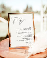 Minimalist Wedding Bar Menu | Wedding Drink Sign