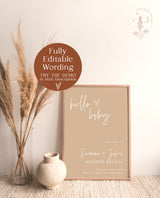 Modern Gender Reveal Welcome Sign | Beige Gender Reveal Poster
