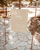 Modern Gender Reveal Welcome Sign | Beige Gender Reveal Poster
