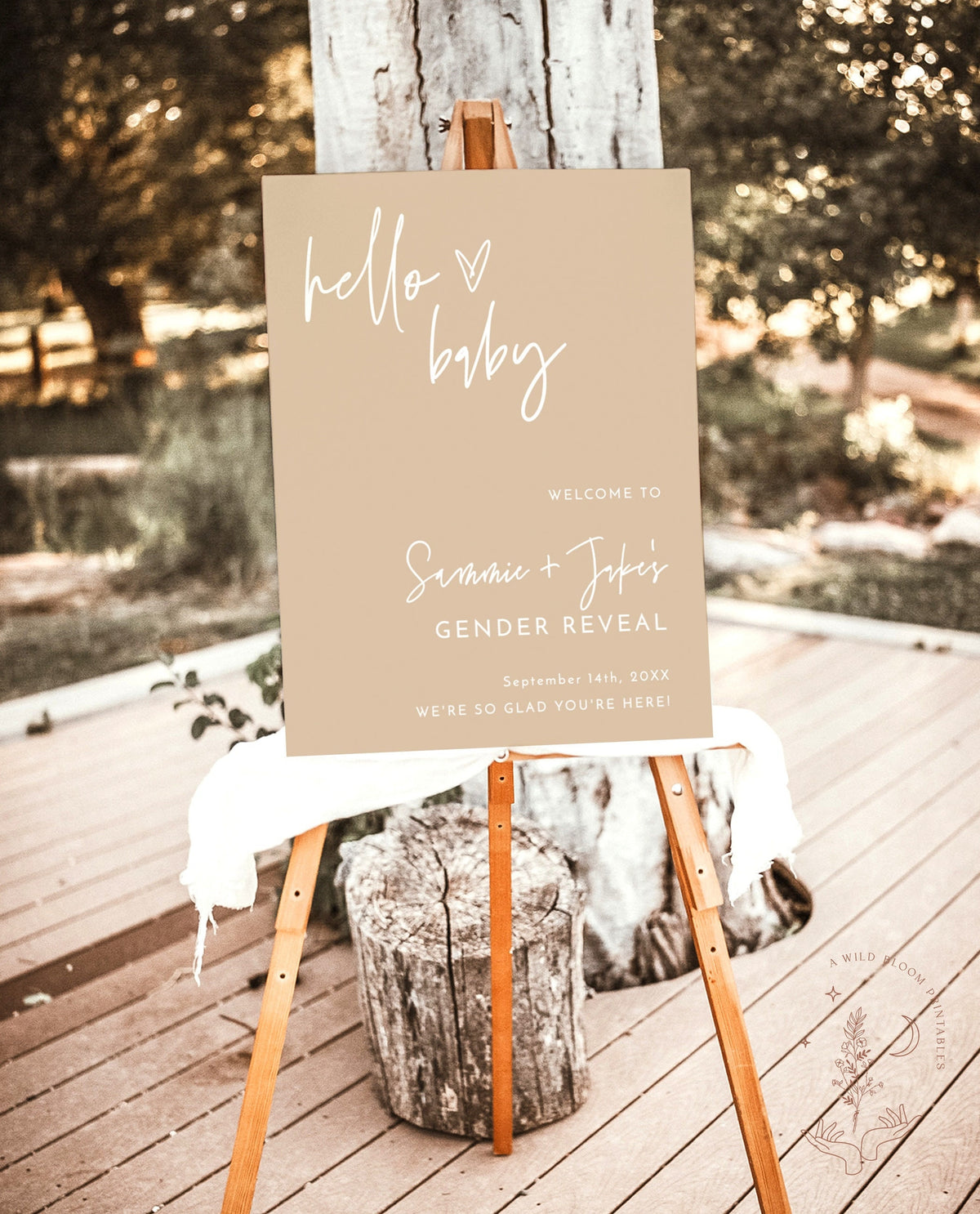 Modern Gender Reveal Welcome Sign | Beige Gender Reveal Poster