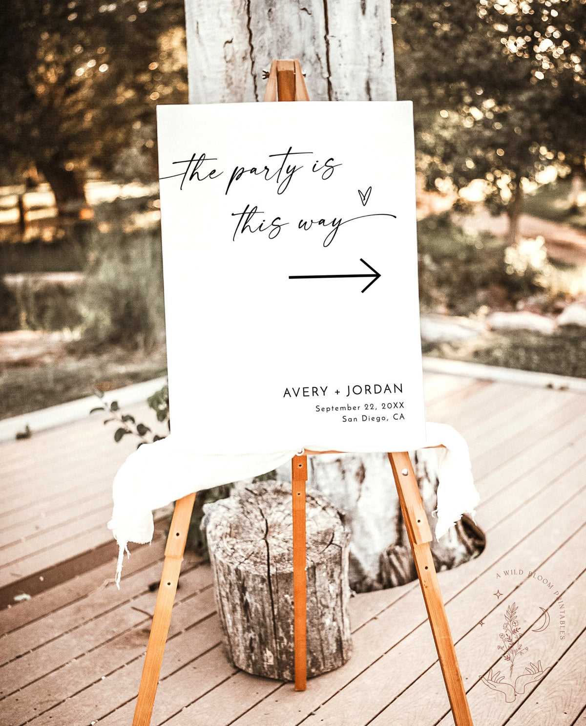Minimalist Wedding Direction Sign | Wedding Direction Sign Template