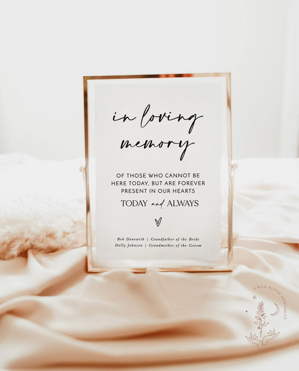 In Loving Memory Sign | Forever In Our Hearts Sign | Forever in Our Hearts Wedding Sign | Wedding Memorial Candle Sign | Editable Sign | M5