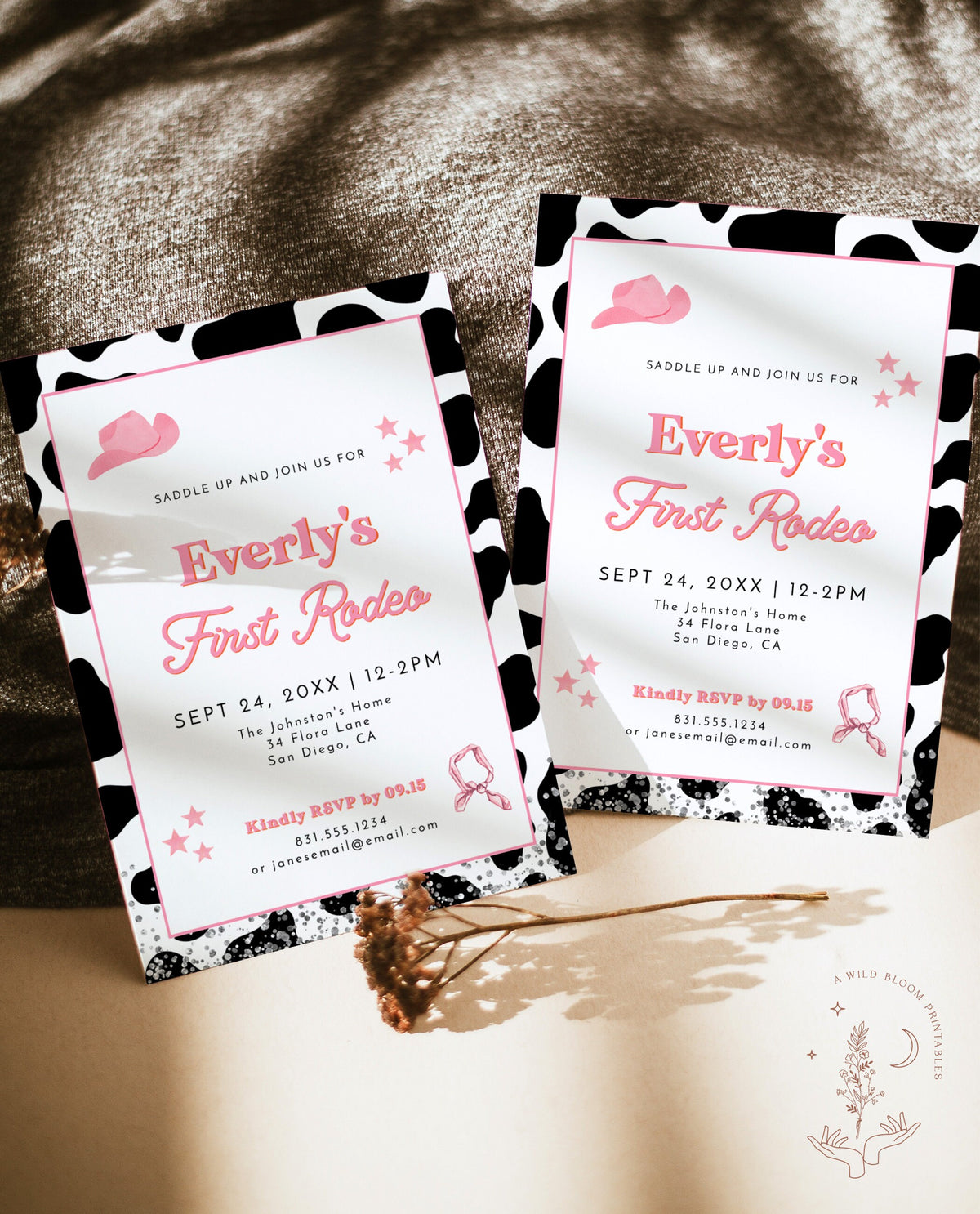 First Rodeo Birthday Invitation Template | Cowgirl Birthday Invite