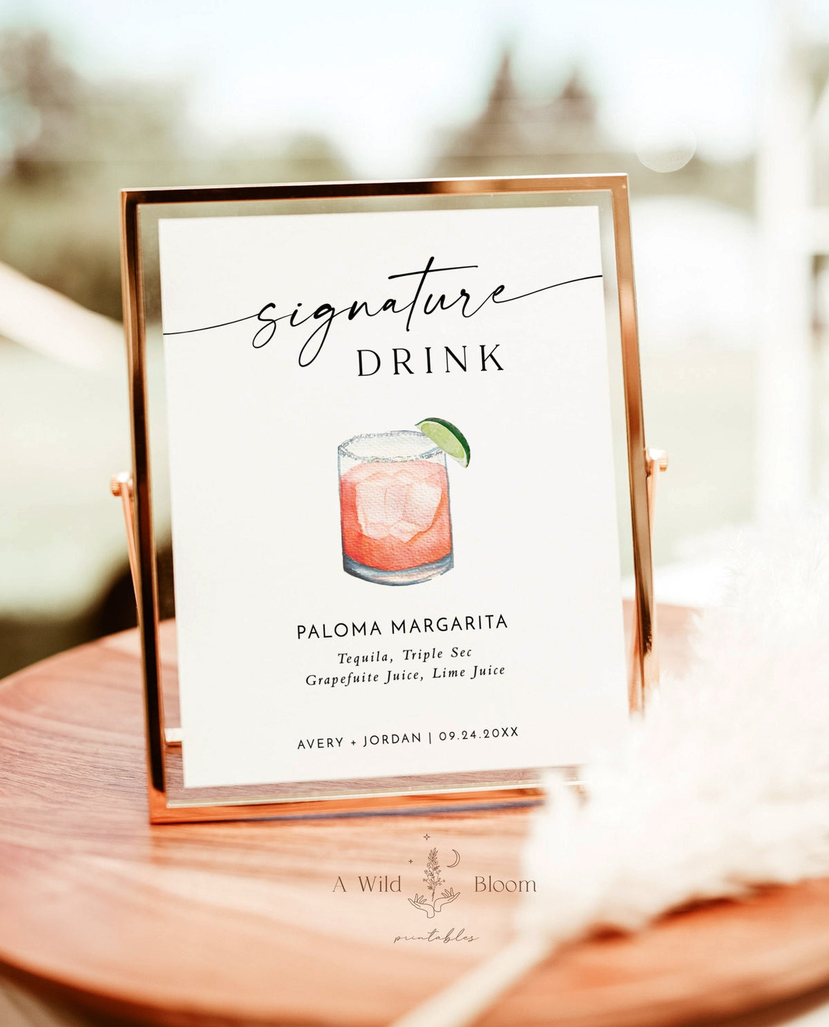 Minimalist Signature Drinks Sign Template | Signature Cocktail Sign