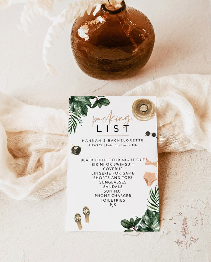 Tropical Bachelorette Party Packing List Template | Beach Bachelorette Party