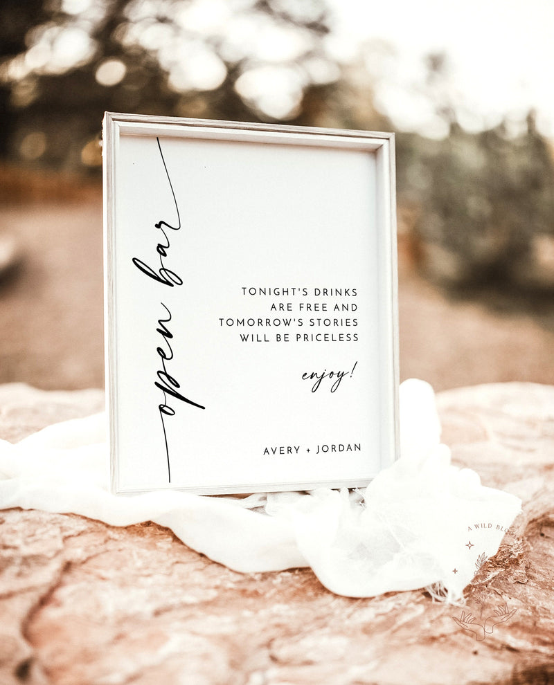 minimalist-open-bar-sign-modern-minimalist-wedding-sign-wild-bloom-design-studio for Free Printable Open Bar Sign Minimalist Open Bar Sign | Modern Minimalist Wedding Sign – Wild Bloom Design Studio for Free Printable Open Bar Sign