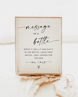 Message In A Bottle Sign Template | Minimalist Wedding Advice Sign