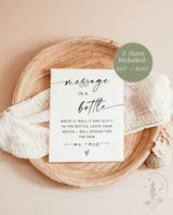 Message In A Bottle Sign Template | Minimalist Wedding Advice Sign