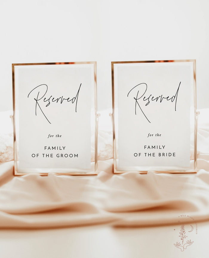 Minimalist Reserved Cards | Wedding Reserved Signs