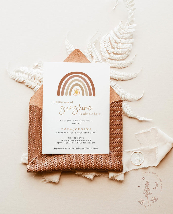 A Little Ray of Sunshine Baby Shower | Rainbow Baby Shower Invitation