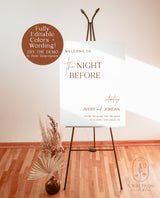 The Night Before Welcome Sign | Modern Wedding Rehearsal Welcome Sign