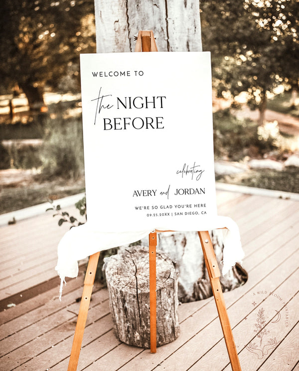 The Night Before Welcome Sign | Modern Wedding Rehearsal Welcome Sign | Minimalist Rehearsal Dinner Welcome Sign | Editable Template | M7