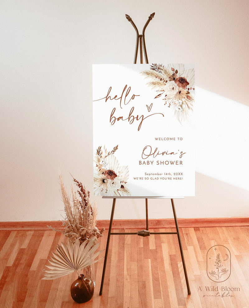 Fall Baby Shower Welcome Sign | Terracotta Baby Shower Welcome Poster | Boho Baby Shower Welcome Sign | Bohemian Welcome Sign | A7